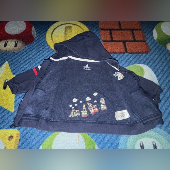 Disneyland Parks Official Navy Hoodie with Fun Patches of Disney Characters Zips - Picture 5 of 8